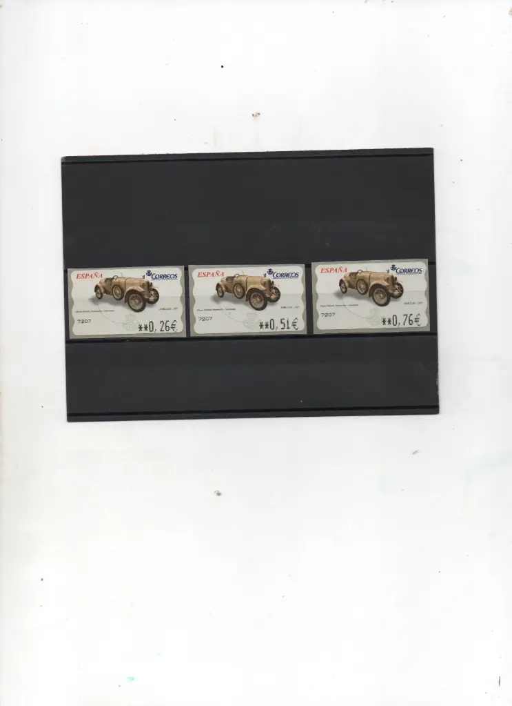 ETIQUETAS COCHES DE EPOCA AMILCAR 3 VALORES AÑO 2003