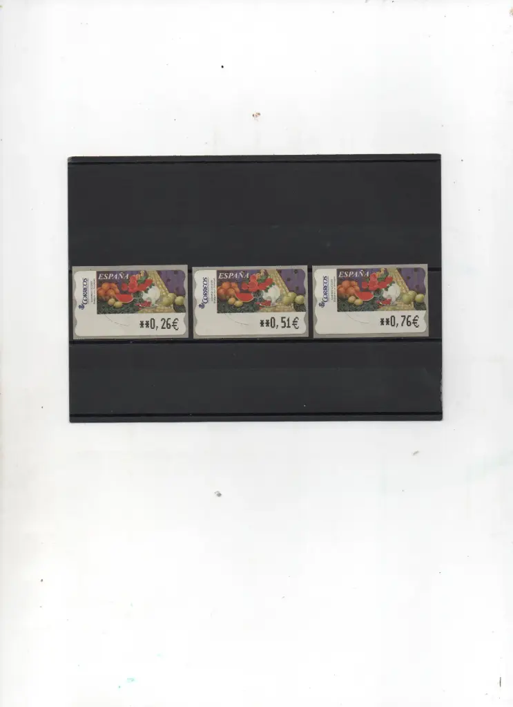 ETIQUETAS BODEGON CON NARANJAS 3 VALORES AÑO 2003