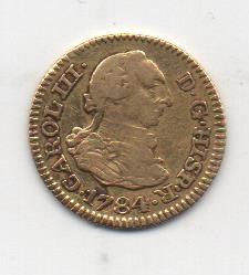 ESPAÑA CARLOS III DEL AÑO 1784 DE 1/2 ESCUDO
