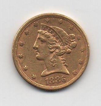 ESTADOS UNIDOS DEL AÑO 1886 DE 5 DOLARES