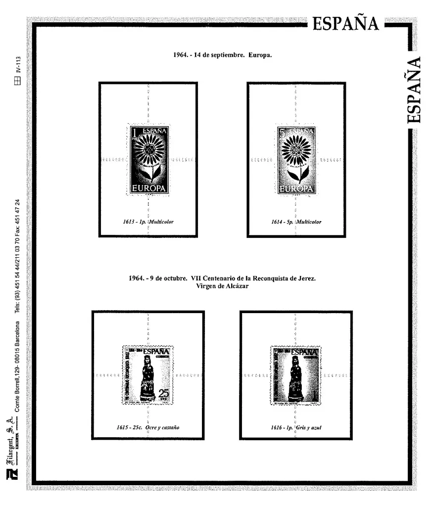 SUPLEMENTO ESPAÑA BLOQUE DE CUATRO 1950/65 (montado en transparente o negro)