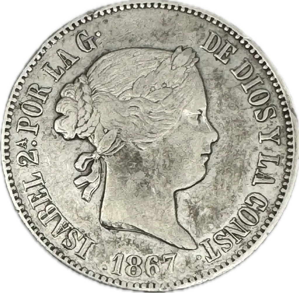 ESPAÑA ISABEL II DEL AÑO 1867 DE 1ESCUDO
