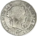 ESPAÑA ISABEL II DEL AÑO 1867 DE 1ESCUDO