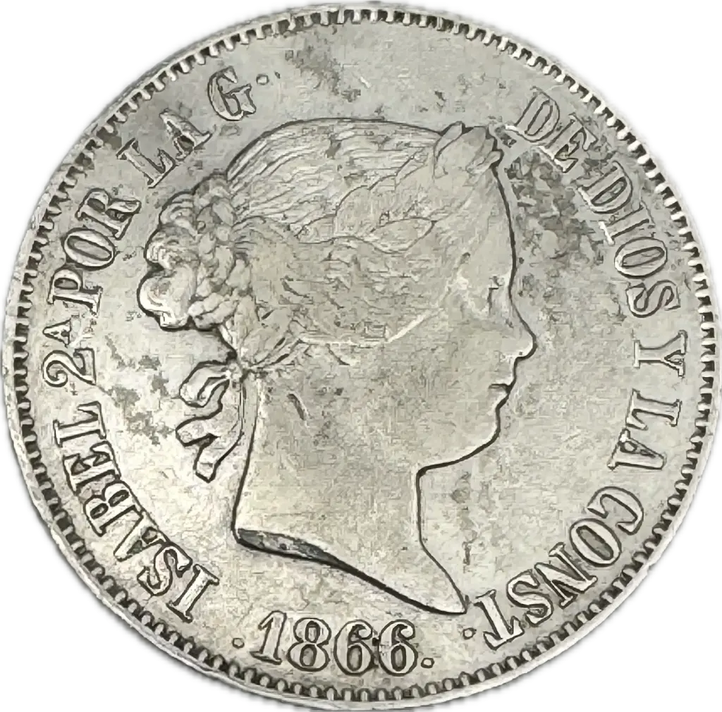 ESPAÑA ISABEL II DEL AÑO 1866 DE 1 ESCUDO