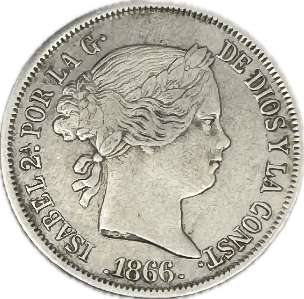 ESPAÑA ISABEL II DEL AÑO 1866 DE 40 CENTIMOS DE ESCUDO