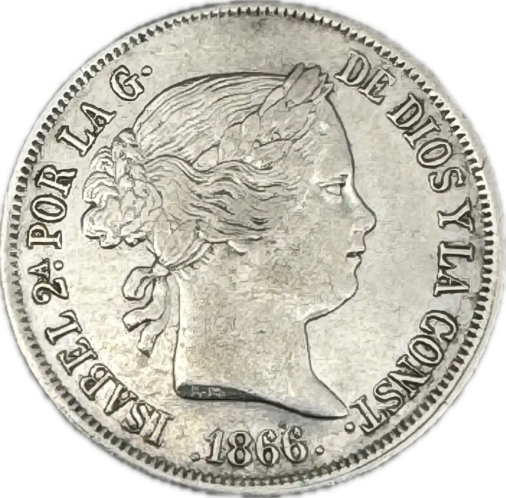 ESPAÑA ISABEL II DEL AÑO 1866 DE 40 CENTIMOS DE ESCUDO