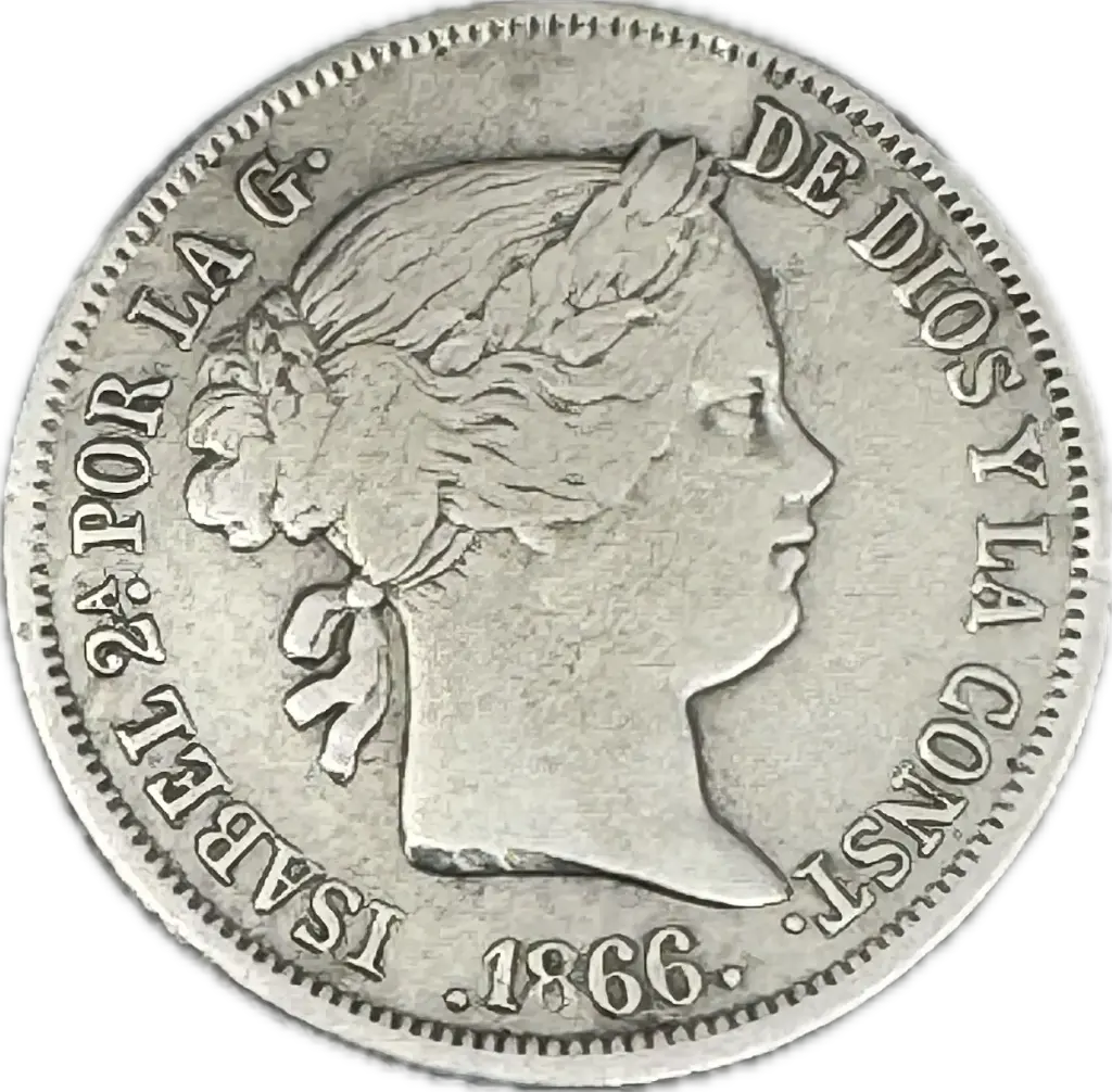 ESPAÑA ISABEL II DEL AÑO 1866 DE 40 CENTIMOS DE ESCUDO