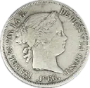 ESPAÑA ISABEL II DEL AÑO 1866 DE 40 CENTIMOS DE ESCUDO