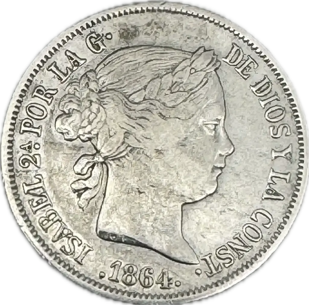 ESPAÑA ISABEL II DEL AÑO 1864 DE 40 CENTIMOS