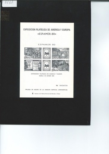 1980 EXPOSICION FILATELICA DE AMERICA Y EUROPA. ESPAMER. PRUEBA Nº 3