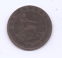 G. PROVISIONAL DEL AÑO 1870 DE 2 CENTIMOS