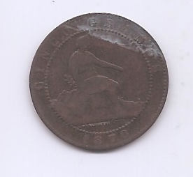 G. PROVISIONAL DEL AÑO 1870 DE 5 CENTIMOS