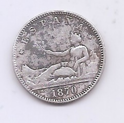 PROVISIONAL G. FROM THE YEAR 1870 *73 OF 1 PESETA