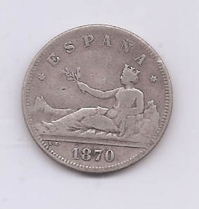 PROVISIONAL G. FROM THE YEAR 1870 *70 OF 2 PESETAS