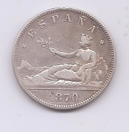 PROVISIONAL G. FROM THE YEAR 1870 *75 OF 2 PESETAS