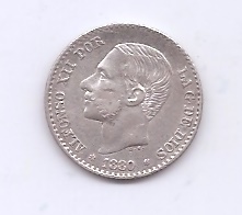 SPAIN ALFONSO XII 1880 *0 50 CENTIMOS
