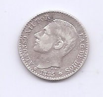 ALFONSO XII DEL AÑO 1885 *6 DE 0,50 CENTIMOS