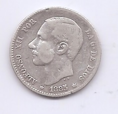 ALFONSO XII DEL AÑO 1885 DE 1 PESETA.