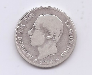 ALFONSO XII DEL AÑO 1884 DE 2 PESETAS