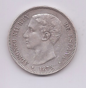 SPAIN ALFONSO XII 1875 5 PESETAS