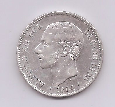 ALFONSO XII 1884年 *84 5 PESETAS