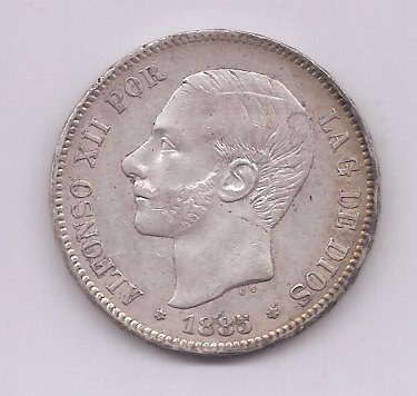 ALFONSO XII DEL AÑO 1885 *85 DE 5 PESETAS