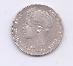 ALFONSO XIII DEL AÑO 1896 *96 DE 1 PESETA