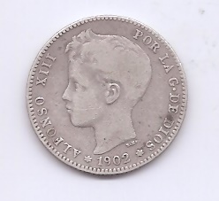 ALFONSO XIII DEL AÑO 1902 DE 1 PESETA