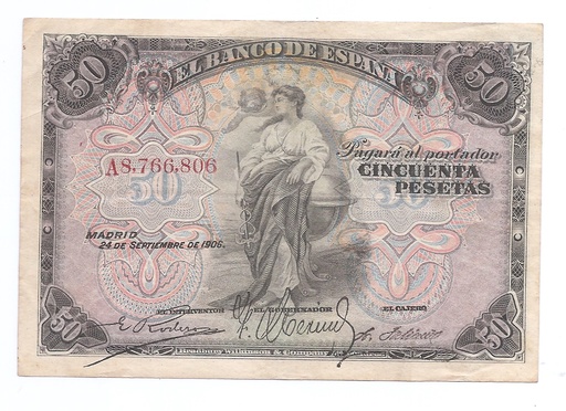 ALFONSO XIII DEL AÑO 1906 DE 50 PESETAS