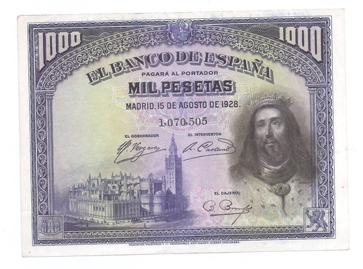 ALFONSO XIII II REPUBLICA 1928 DE 1000 PTS
