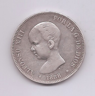 ALFONSO XIII DEL AÑO 1888 *88 DE 5 PESETAS