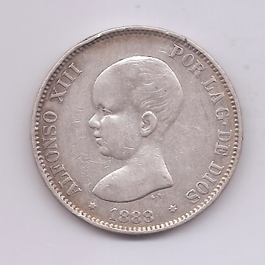 ALFONSO XIII DEL AÑO 1888 *88 DE 5 PESETAS