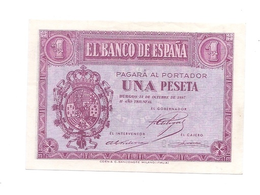 ESTADO ESPAÑOL AÑO 1937 DE 1 PTS