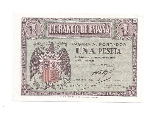 ESTADO ESPAÑOL AÑO 1938 DE 1 PTS
