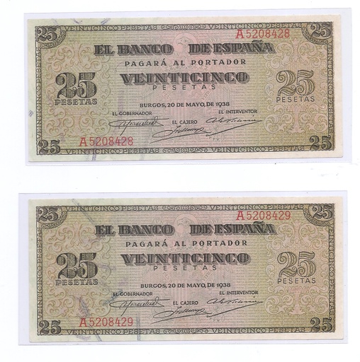 ESTADO ESPAÑOL AÑO 1938 DE 25 PTS