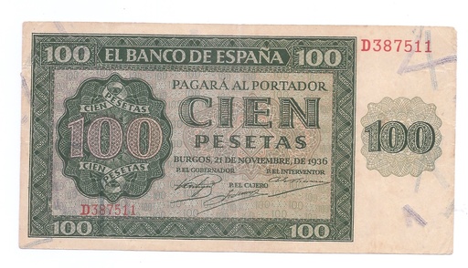 ESTADO ESPAÑOL AÑO 1936 DE 100 PTS