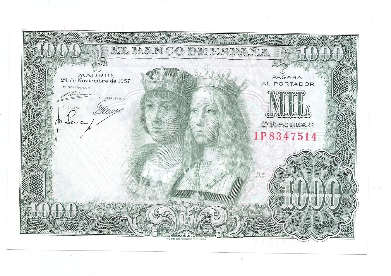 ESTADO ESPAÑOL AÑO 1957 DE 1000 PTS