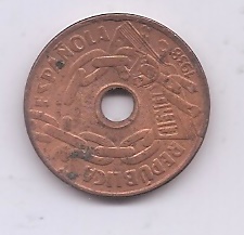 SEGUNDA REPUBLICA DEL AÑO 1938 DE 25 CENTIMOS