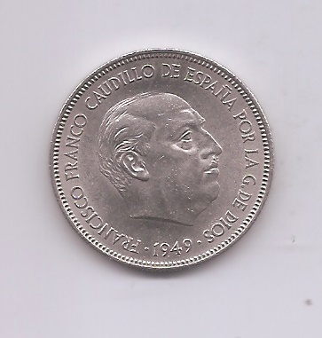ESTADO ESPAÑOL (FRANCO) DEL AÑO 1949*49 DE 5 PESETAS