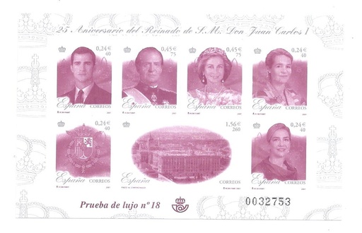 2001 25º ANIVERSARIO DEL REINADO DE S.M. DON JUAN CARLOS I. PRUEBA Nº 76