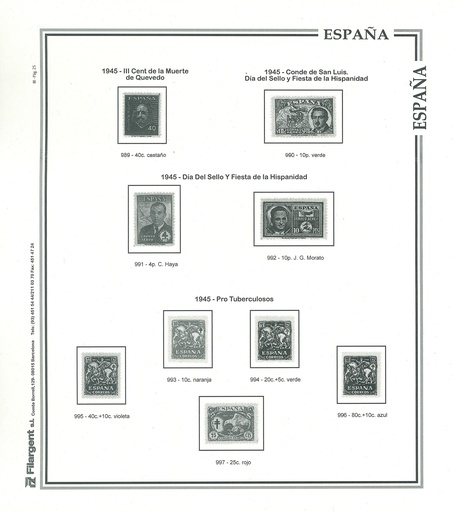 1936/1949 SUPLEMENTO ESPAÑA INDIVIDUAL (montado en transparente y negro)