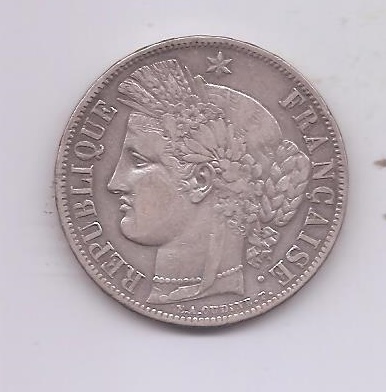 FRANCIA DEL AÑO 1849 DE 5 FRANCOS