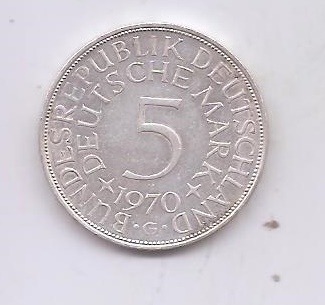 ALEMANIA DEL AÑO 1970 LETRA G DE 5 MARCOS