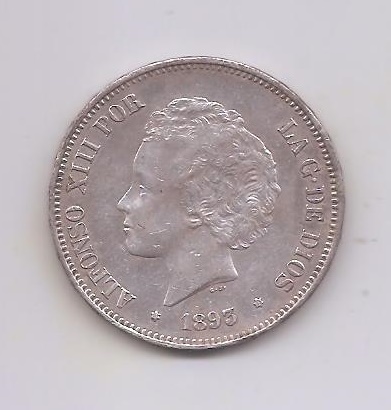 ALFONSO XIII DEL AÑO 1893 *93 DE 5 PESETAS