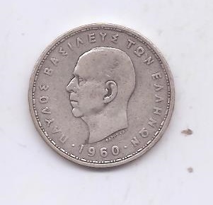 GRECIA DEL AÑO 1960 DE 20 DRACHMAS