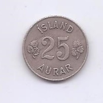 ISLANDIA DEL AÑO 1957 DE 25 AURAR