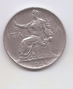 ITALIA DEL AÑO 1924 DE 1 LIBRA