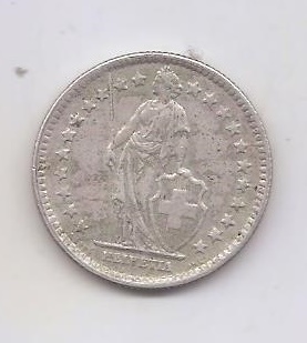 SUIZA DEL AÑO 1960 DE 2 FRANCOS