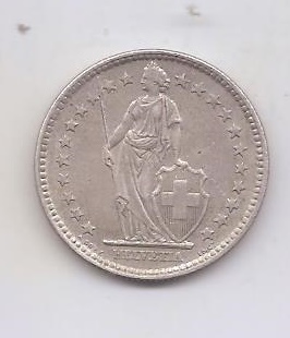 SUIZA DEL AÑO 1963 DE 2 FRANCOS