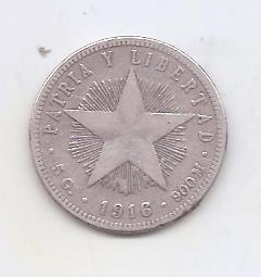 CUBA DEL AÑO 1916 DE 20 CENTAVOS